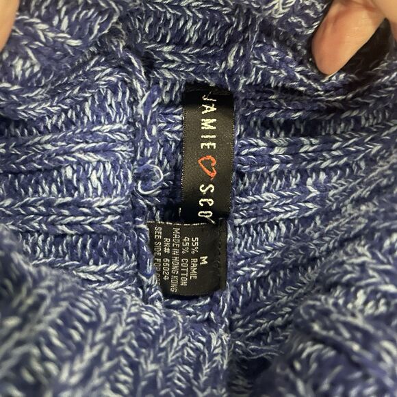 Vintage Jamie Scott Women's Turtleneck Sweater Blue Long Sleeve Size M Waffle - Picture 7 of 10